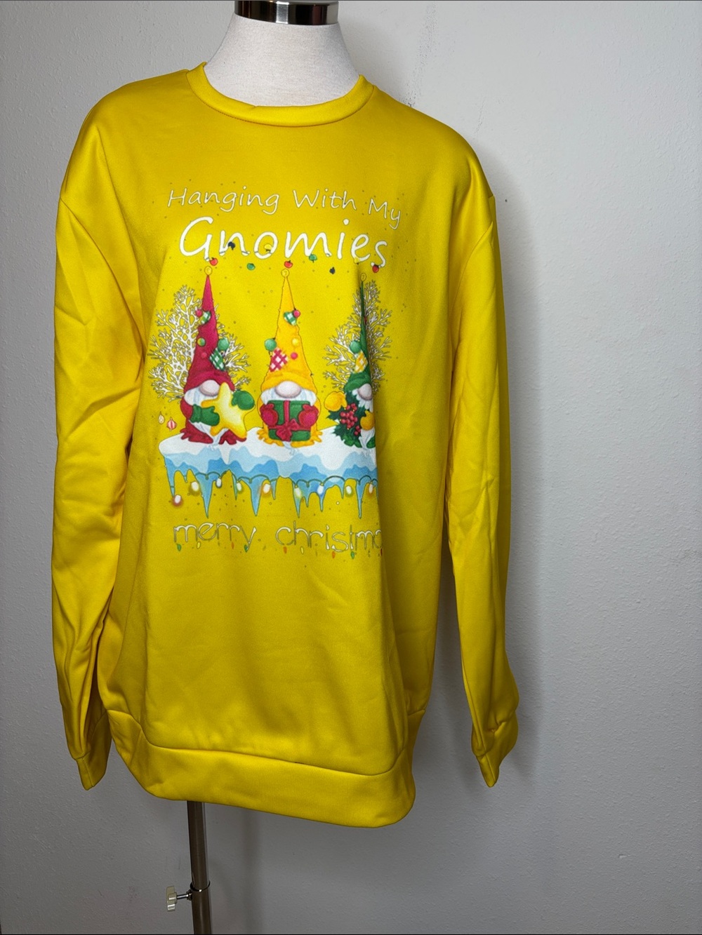 Yellow 'Hanging With My Gnomies' Holiday Sweatshirt